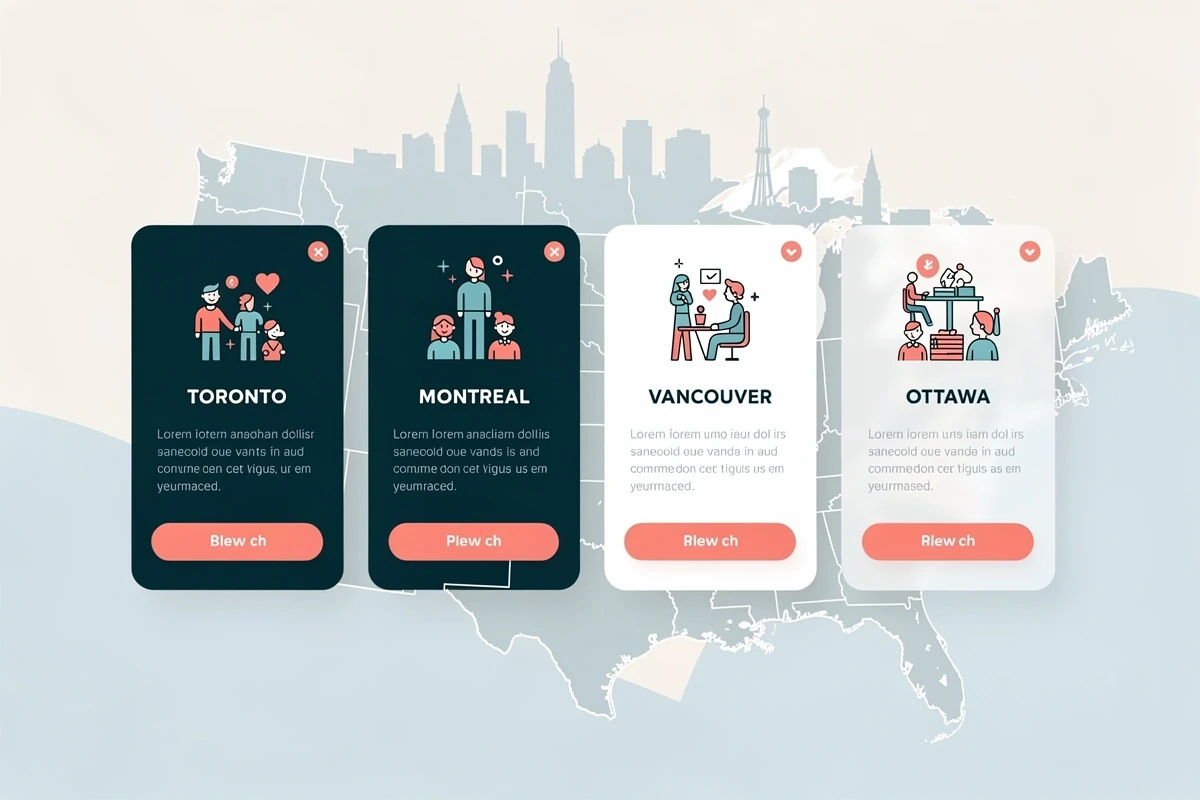 Canadian urban landscape representing diverse cities across the country